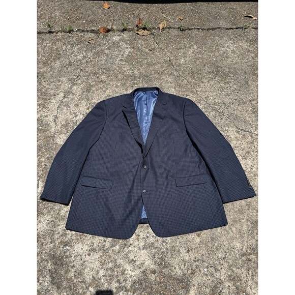 Oak Hill Mens Blazer Suit Jacket Blue Plaid Wool 4XLT 58R/60R - Picture 1 of 6